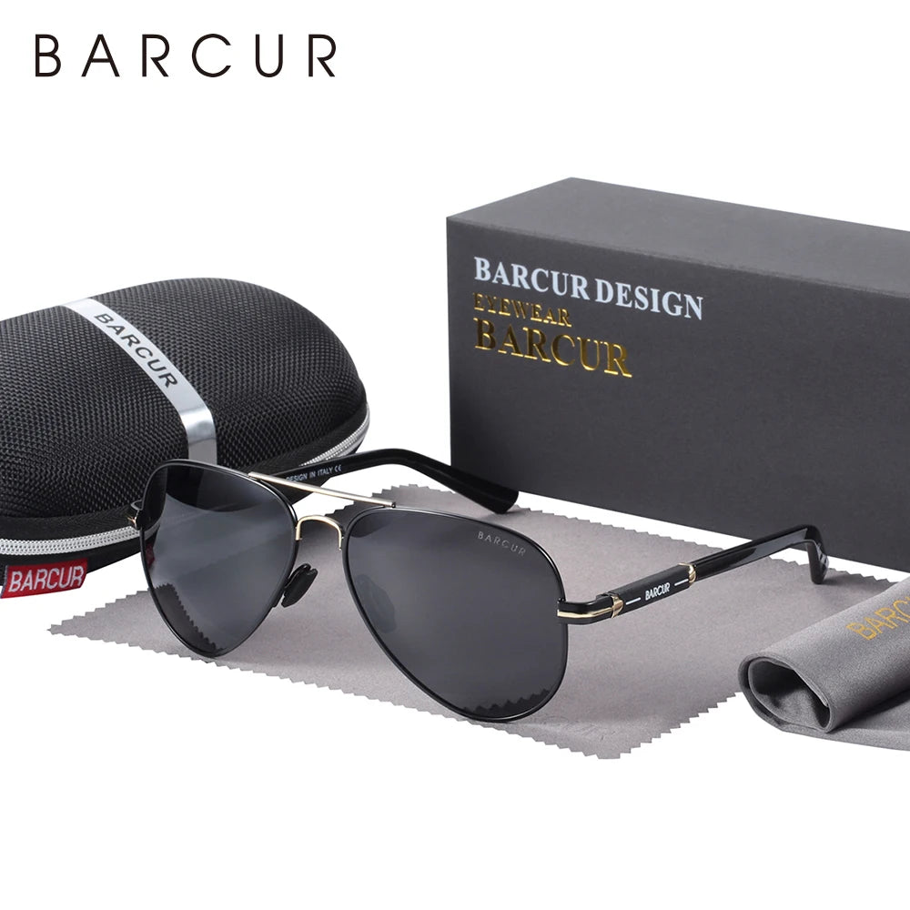 White Smoke BARCUR Polarized Mens Sunglasses Pilot Sun Glasses for Men accessories Driving Fishing Hiking Eyewear Oculos Gafas De Sol