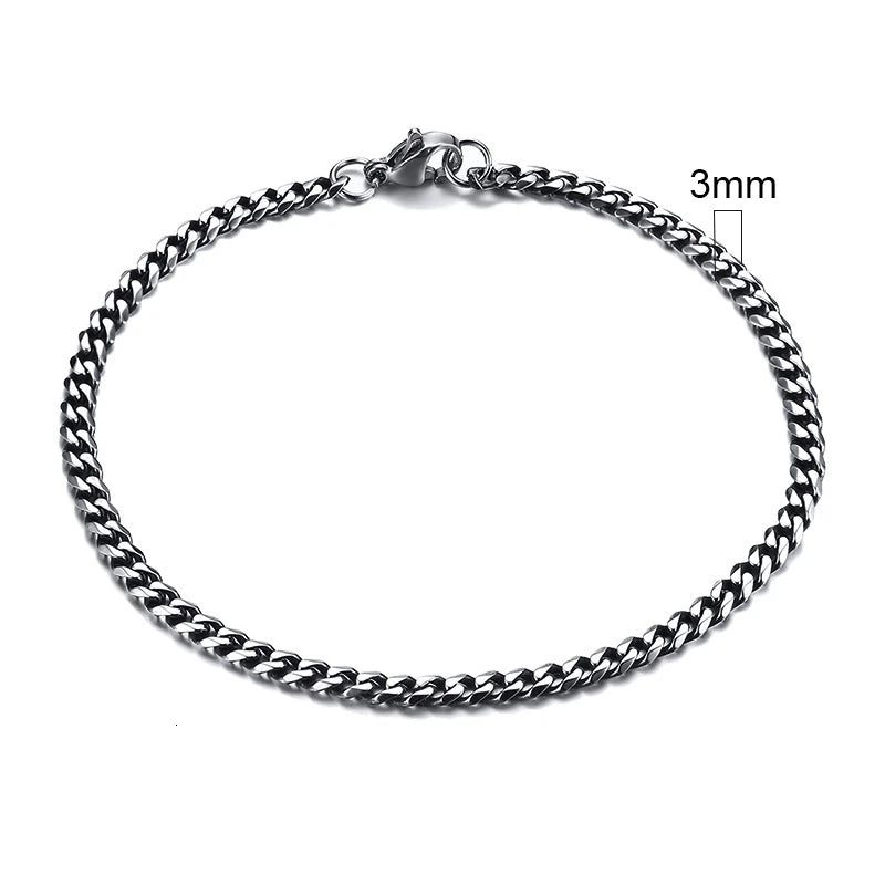 White Smoke Vnox 3-11mm Chunky Miami Curb Chain Bracelet for Men, Stainless Steel Cuban Link Chain Wristband Classic Punk Heavy Male Jewelry