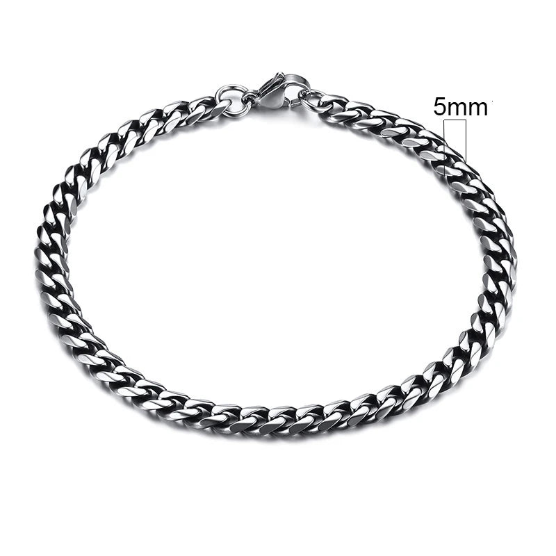 White Smoke Vnox 3-11mm Chunky Miami Curb Chain Bracelet for Men, Stainless Steel Cuban Link Chain Wristband Classic Punk Heavy Male Jewelry