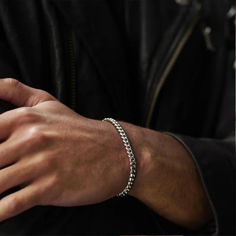 Black Vnox 3-11mm Chunky Miami Curb Chain Bracelet for Men, Stainless Steel Cuban Link Chain Wristband Classic Punk Heavy Male Jewelry