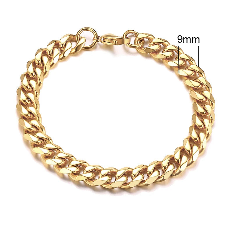 White Smoke Vnox 3-11mm Chunky Miami Curb Chain Bracelet for Men, Stainless Steel Cuban Link Chain Wristband Classic Punk Heavy Male Jewelry