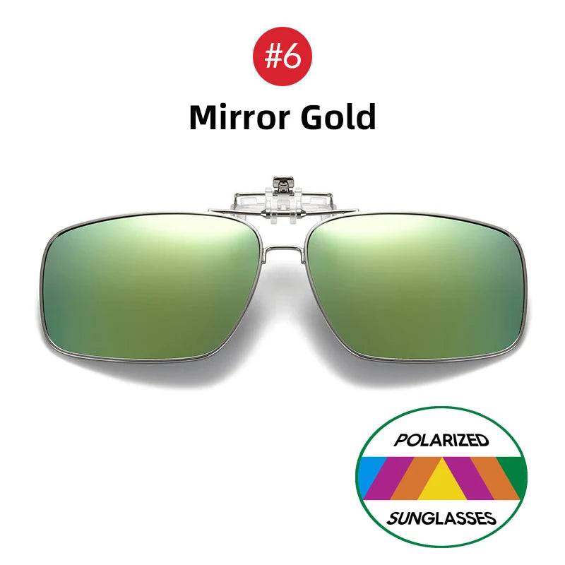 White Smoke VIVIBEE Mens Metal Clip on Sunglasses Polarized Eyeglasses UV400 Women Square Night Vision Driving Sun Glasses