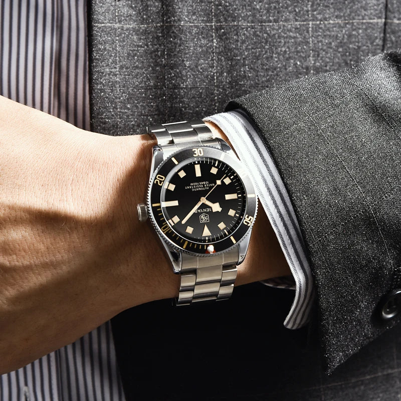 Black BENYAR Men's Watches Mechanical Automatic Watch BB58 Sport Watch For Men 2026 Stainless Steel Waterproof Business Luminous Clock