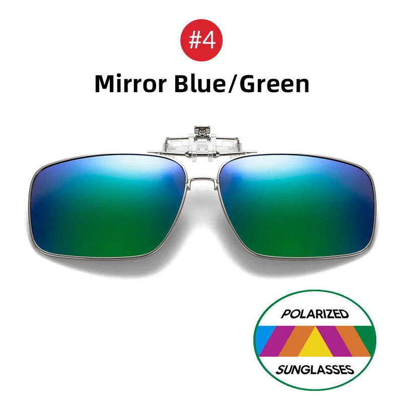 White Smoke VIVIBEE Mens Metal Clip on Sunglasses Polarized Eyeglasses UV400 Women Square Night Vision Driving Sun Glasses