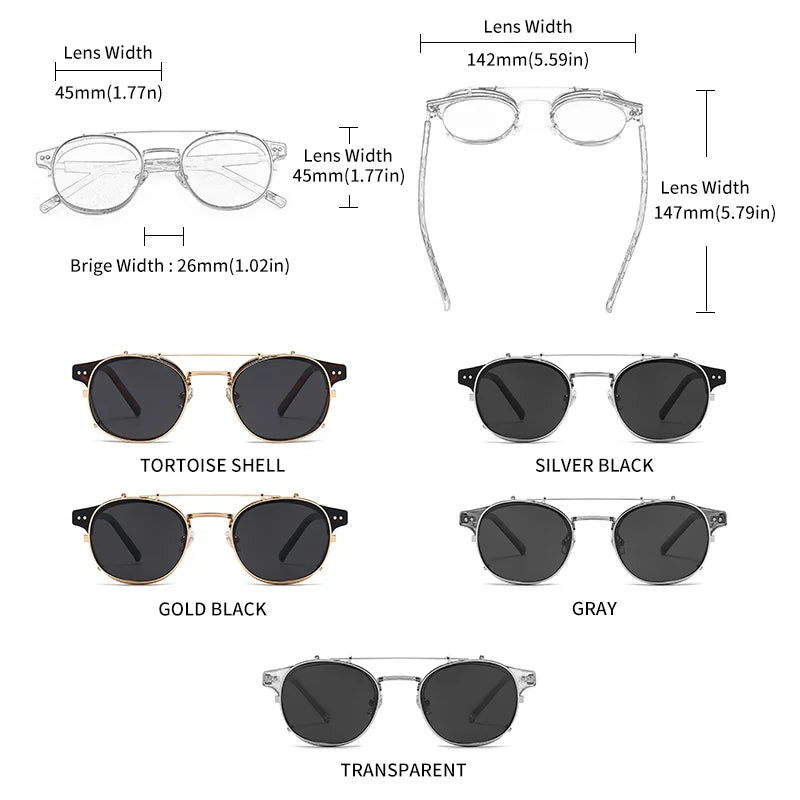 White Smoke GCV Double Layer Removable Lens Sunglasses The Blu-Ray Glasses Acetate Gothic Retro Steampunk Polarized Men Women Sunglesses