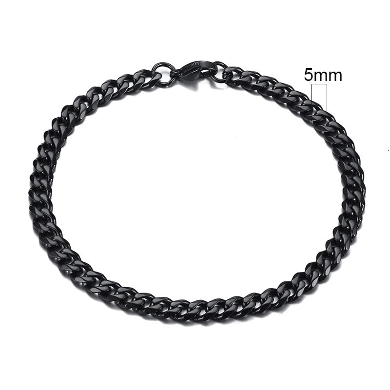 White Smoke Vnox 3-11mm Chunky Miami Curb Chain Bracelet for Men, Stainless Steel Cuban Link Chain Wristband Classic Punk Heavy Male Jewelry