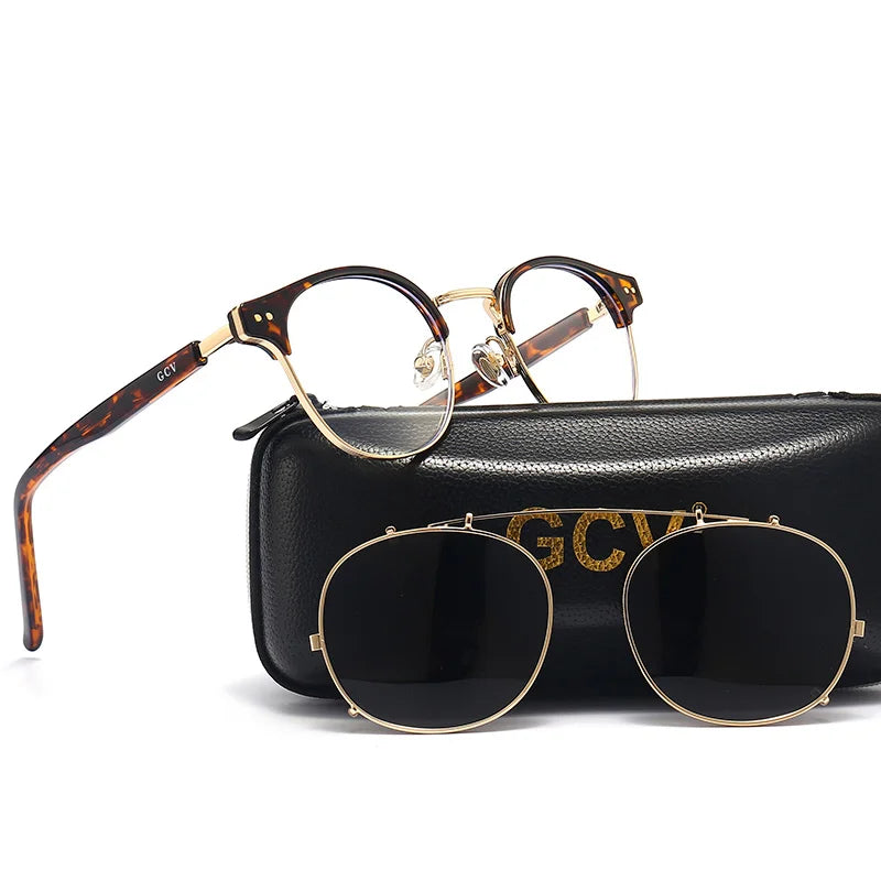 White Smoke GCV Double Layer Removable Lens Sunglasses The Blu-Ray Glasses Acetate Gothic Retro Steampunk Polarized Men Women Sunglesses