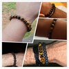 Black 8mm Tiger Eye Stone Beads Bracelet Adjustable Braided Rope Bangles Natural Lava Rock Men Women Yoga Healing Balance Bracelets