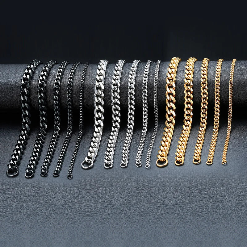 Dim Gray Vnox 3-11mm Chunky Miami Curb Chain Bracelet for Men, Stainless Steel Cuban Link Chain Wristband Classic Punk Heavy Male Jewelry