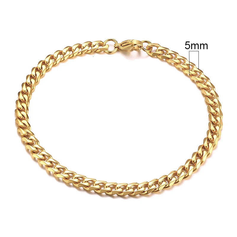 White Smoke Vnox 3-11mm Chunky Miami Curb Chain Bracelet for Men, Stainless Steel Cuban Link Chain Wristband Classic Punk Heavy Male Jewelry