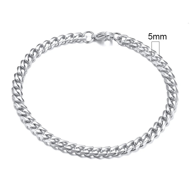 White Smoke Vnox 3-11mm Chunky Miami Curb Chain Bracelet for Men, Stainless Steel Cuban Link Chain Wristband Classic Punk Heavy Male Jewelry