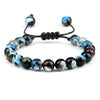 White Smoke 8mm Tiger Eye Stone Beads Bracelet Adjustable Braided Rope Bangles Natural Lava Rock Men Women Yoga Healing Balance Bracelets