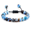 White Smoke 8mm Tiger Eye Stone Beads Bracelet Adjustable Braided Rope Bangles Natural Lava Rock Men Women Yoga Healing Balance Bracelets