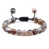 White Smoke 8mm Tiger Eye Stone Beads Bracelet Adjustable Braided Rope Bangles Natural Lava Rock Men Women Yoga Healing Balance Bracelets