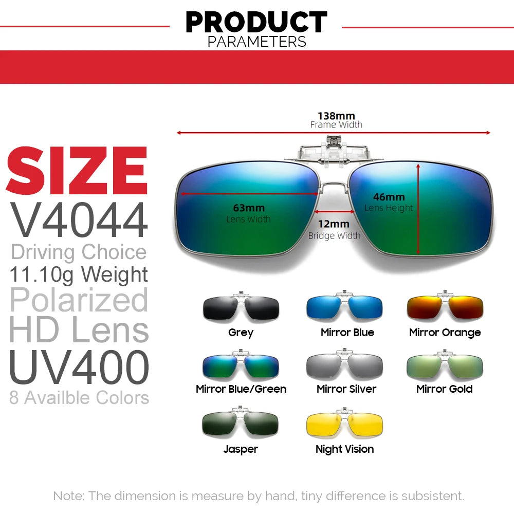 White Smoke VIVIBEE Mens Metal Clip on Sunglasses Polarized Eyeglasses UV400 Women Square Night Vision Driving Sun Glasses