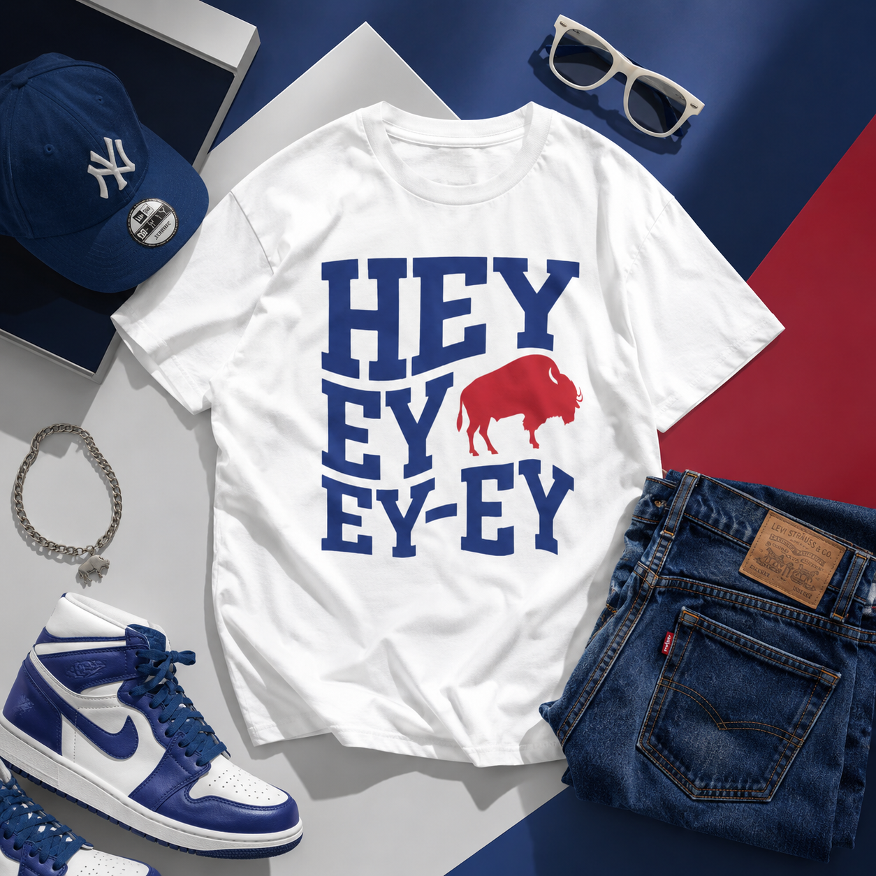 Hey Ey Ey-Ey Buffalo Bills Graphic Tee — Funny Buffalo Game Day Shirt streetwear fashion product image 6