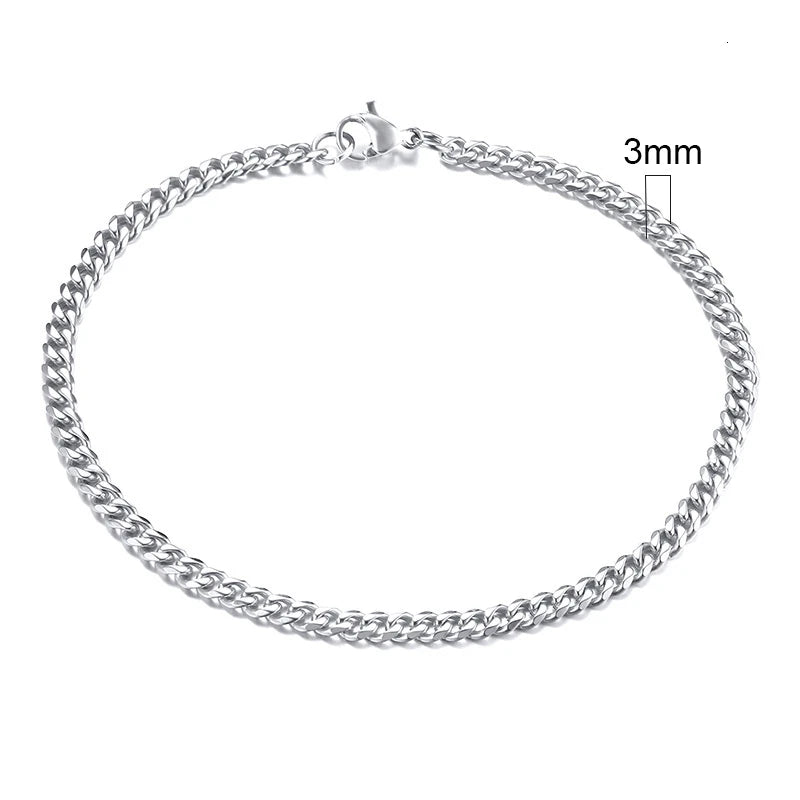 White Smoke Vnox 3-11mm Chunky Miami Curb Chain Bracelet for Men, Stainless Steel Cuban Link Chain Wristband Classic Punk Heavy Male Jewelry