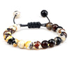 White Smoke 8mm Tiger Eye Stone Beads Bracelet Adjustable Braided Rope Bangles Natural Lava Rock Men Women Yoga Healing Balance Bracelets