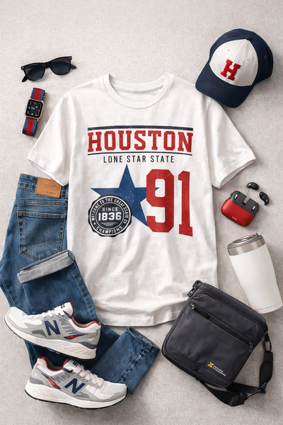 Houston 91 Texas Vintage Graphic Tee  City vintage  Lone Star  Houston shirt  Texan apparel  gift
