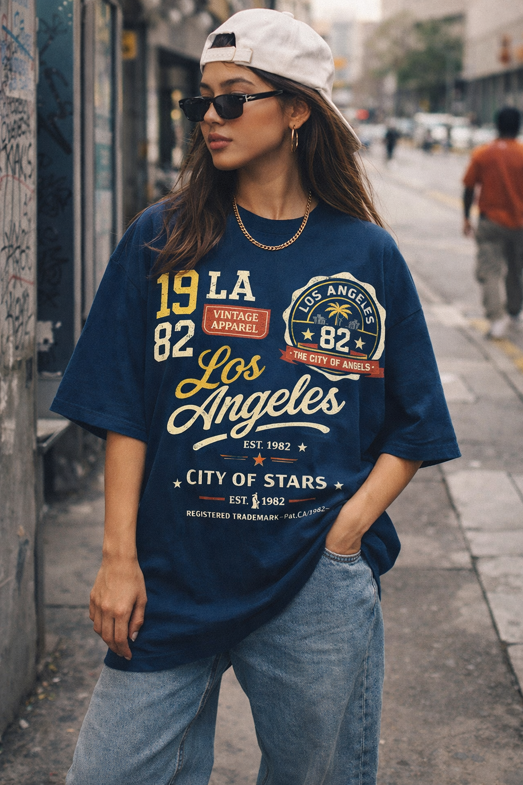 Dark Slate Gray Los Angeles 1982 Vintage Graphic Tee — City of Stars LA T-Shirt