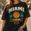 Miami Florida Basketball Tee — Retro Palm Tree Hoop Graphic T-Shirt  Florida Sports  Shirt s