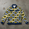 Michigan  Unisex Collared Jacket – Maize and Blue Football Varsity Style Outerwear – game day outfit, nfl fan apparel, image 1.0
