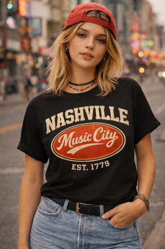 Nashville Music City Tee — Vintage Retro Music Tour T‑Shirt