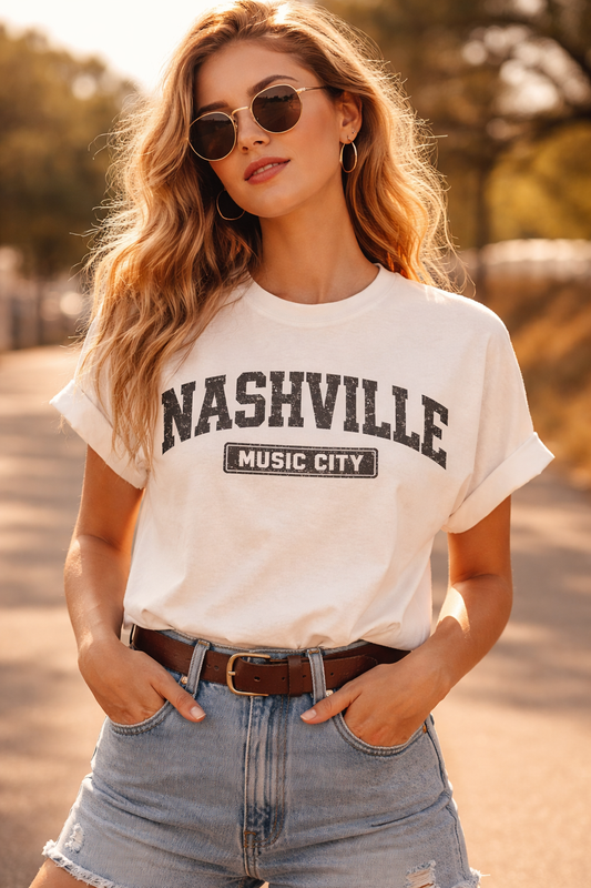 Nashville Music City Tee — Collegiate Vintage T-Shirt Vintage 90s Streetwear
