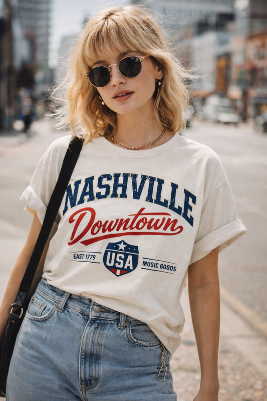Nashville Downtown Tee — Vintage USA Music City Shirt
