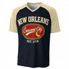 New Orleans Crescent City Baseball V-Neck T-Shirt Black and Beige – Urban Sports Streetwear – game day outfit, fan gear, image 1.0