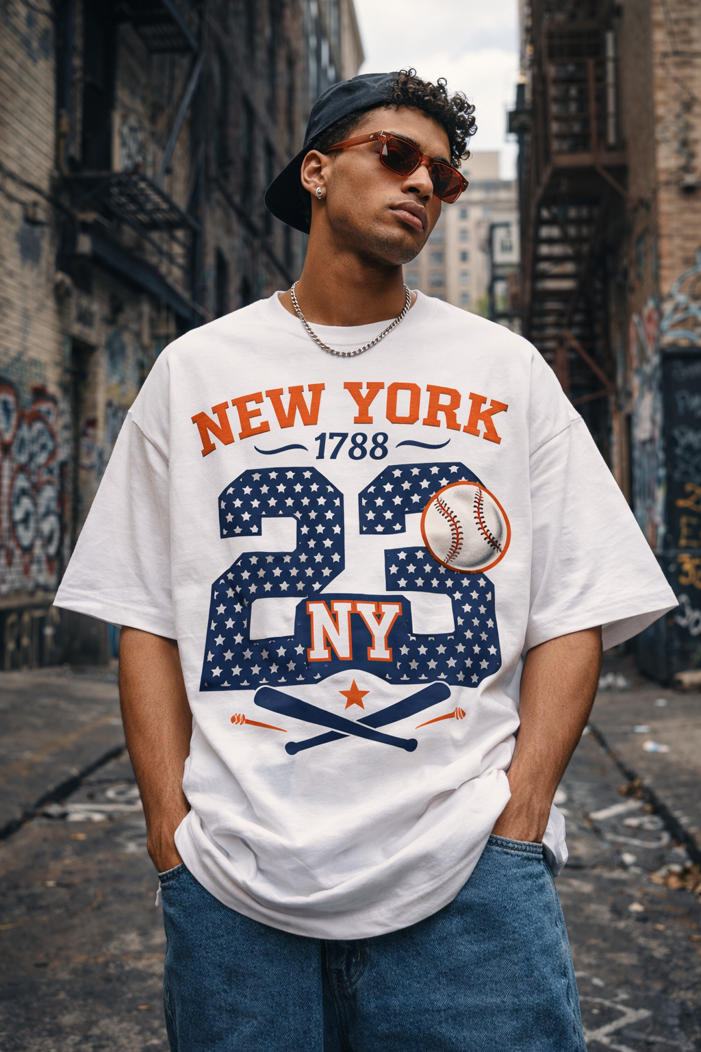 New York 23 Baseball T-Shirt — Vintage Team  Tee