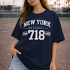 Black New York Baseball 718 Tee — Vintage City T‑Shirt