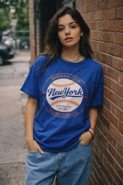 Dark Olive Green New York Baseball Club Tee — Vintage Metro League Graphic T-Shirt