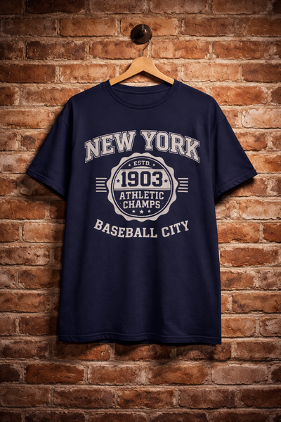 Black New York Baseball T-Shirt – 1903 Athletic Champs Varsity Design Tee