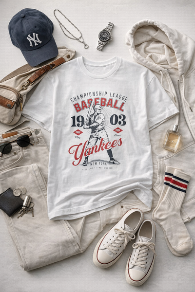 New York Baseball Yankees Tee — Vintage 1903 Championship Player Graphic T-Shirt