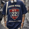 Dim Gray New York Union Made N.Y. 22 Shield T-Shirt — Vintage Athletic Graphic Tee
