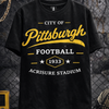 Black Pittsburgh Football Tee - City of Pittsburgh 1933 Acrisure Stadium T‑Shirt