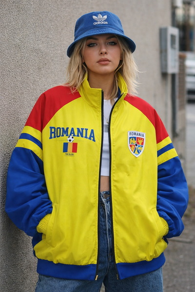 Rosy Brown Romania football team Athletic Varsity Jacket – Classic Sports Style Streetwear Zip-Up Jacket