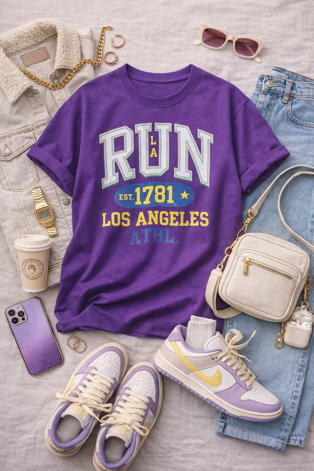 Run Los Angeles Athletic Tee — Vintage Collegiate Running Shirt