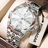 Lavender POEDAGAR Luxury Fashion Man Clock Top Business Waterproof Luminous Date Week Men's Watches Quartz Stainless Steel Men Wristwatch