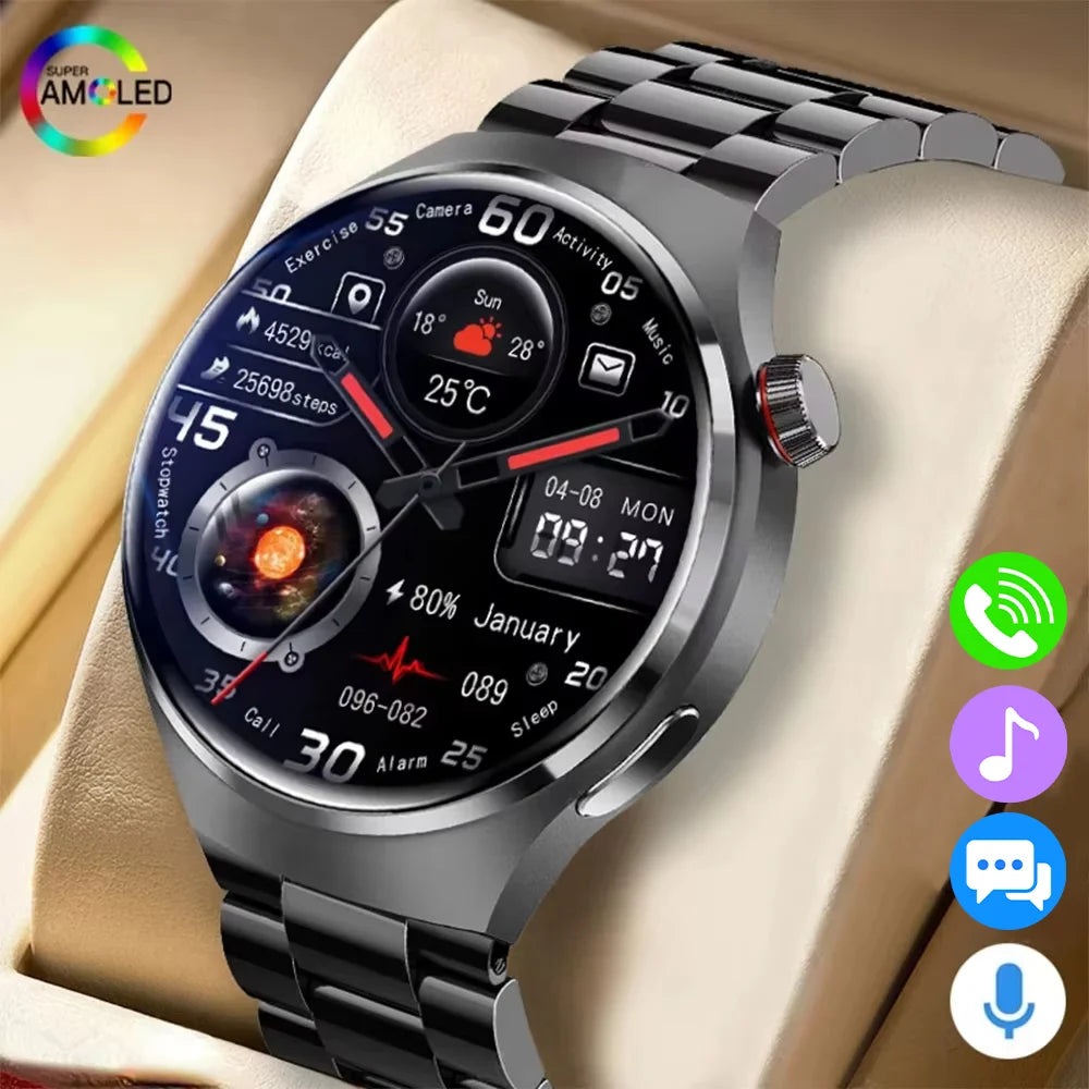 Black G.L Wear 2025 New Men's Smart Watch HD Display Health Tracking Bluetooth Calling Voice Assistant Sports Smartwatch
