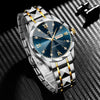 Black 2024 New Men's Watch Fashion Rivet Stainless Steel Strap Luxury Water Diamond Diamond Luminous Blue Gold Dial Business Men Watch