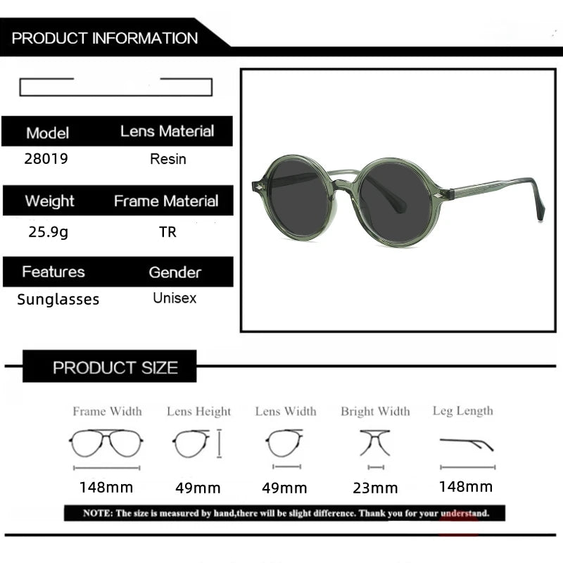 White Smoke Fashion TR90 Round Big Frame Myopia Optical Prescription Gray Sunglasses For Women Men Driving Fishing Retro Sunglasses 0 to-6.0