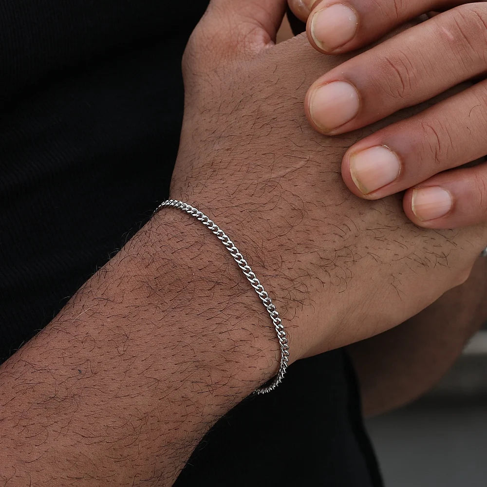 Black Gold Color Stainless Steel Cuban Chain Men's Bracelet Simple Retro Bracelet For Women Hip Hop Jewelry Trend Accessories Gift