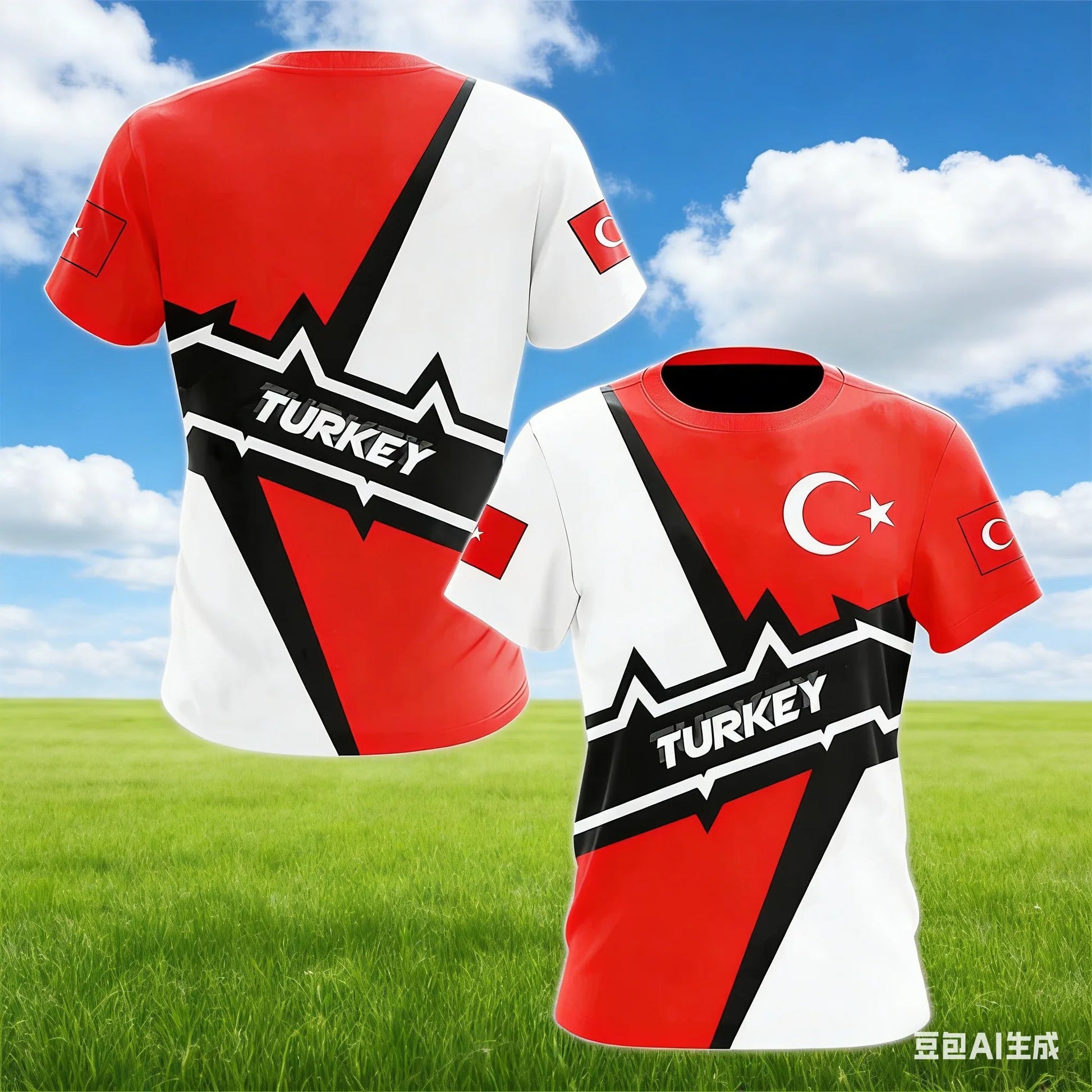 Men's T-shirts with Turkish flag camouflage print, Summer clothing with a crew neck, Fashionable plus-size short-sleeve tops streetwear fashion product image 15