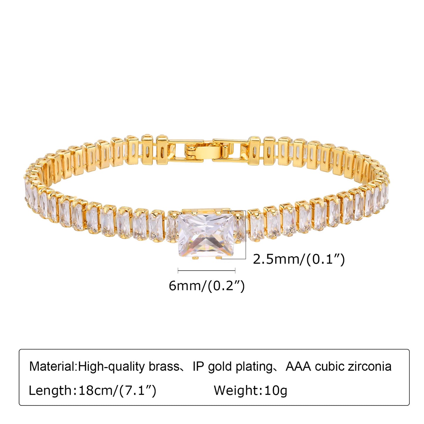 White Smoke Paperclip Chain Bracelet 14K Gold Plated Cubic Zirconia Watch Strap Chunky Link Adjustable Stackable Jewelry For Women Girl Gift