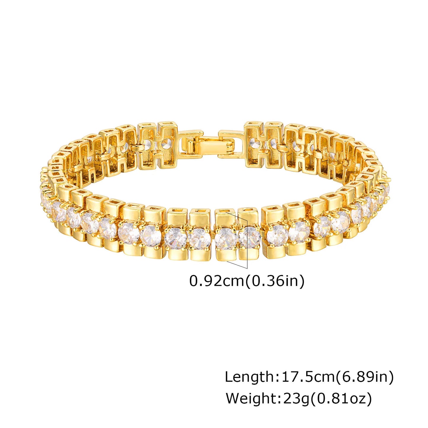White Smoke Paperclip Chain Bracelet 14K Gold Plated Cubic Zirconia Watch Strap Chunky Link Adjustable Stackable Jewelry For Women Girl Gift