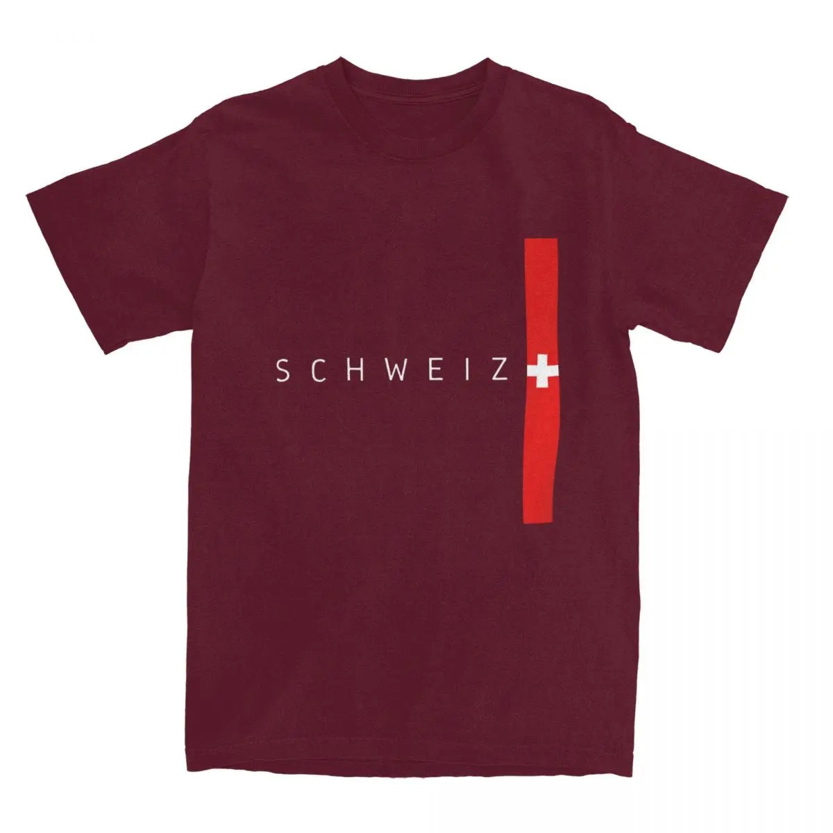 Novelty Switzerland Flag County T-Shirts Men Round Neck Pure Cotton T Shirt Short Sleeve Tees Big Size Tops