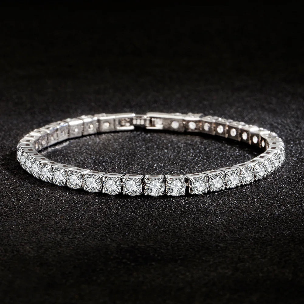 Black Lihong S925 Sterling Silver Bracelet Zirconia Tennis Ball Women Fashion Simple Engagement Wedding Charm Jewelry 4mm 16-20cm