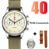 White Smoke RED STAR 38mm Men's 1963 Chronograph Mechanical Watch Pilot with Seagull Movement ST1901 Air Force Aviation Sapphire Goose 40mm